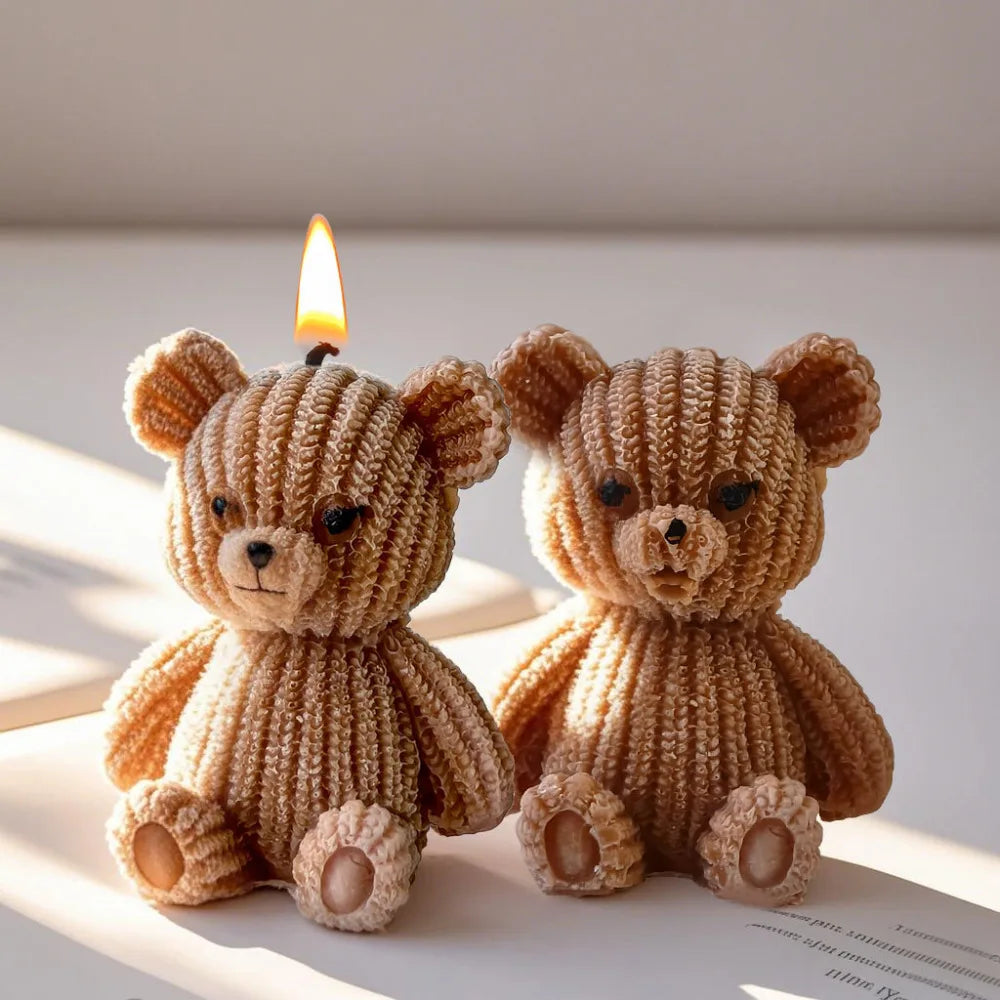Mini Bear Candle Molds DIY Handmade 3D Cute Bears Plaster Cement Resin Mould Craft Ornaments Soap Candle Making Mold Supplies