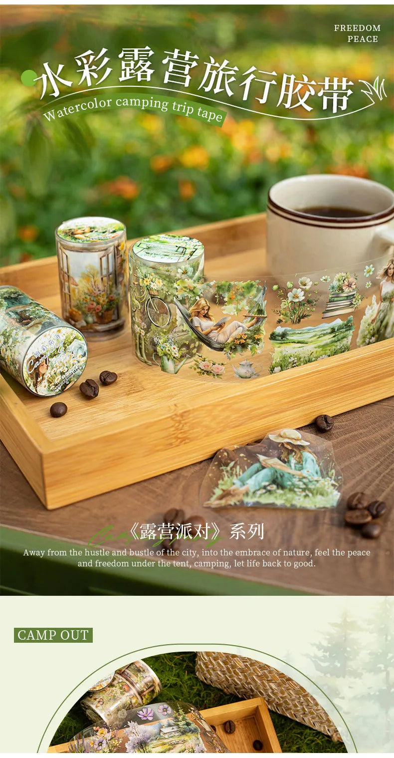 Journamm 60mm*2m Transparent PET Aesthetic Tape Flower Tape Decor Junk Journal DIY Scrapbooking School Supplies Collage Tapes