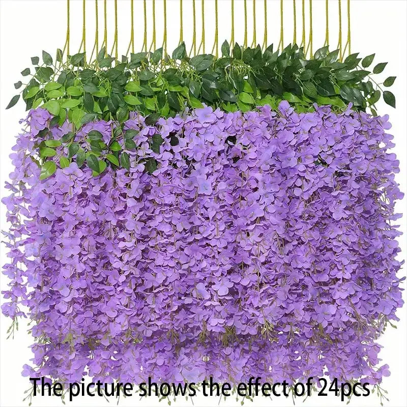 12pcs Wisteria Vine Artificial Flowers Wholesale Trailing Fake String for Home Wedding Party Decor Silk