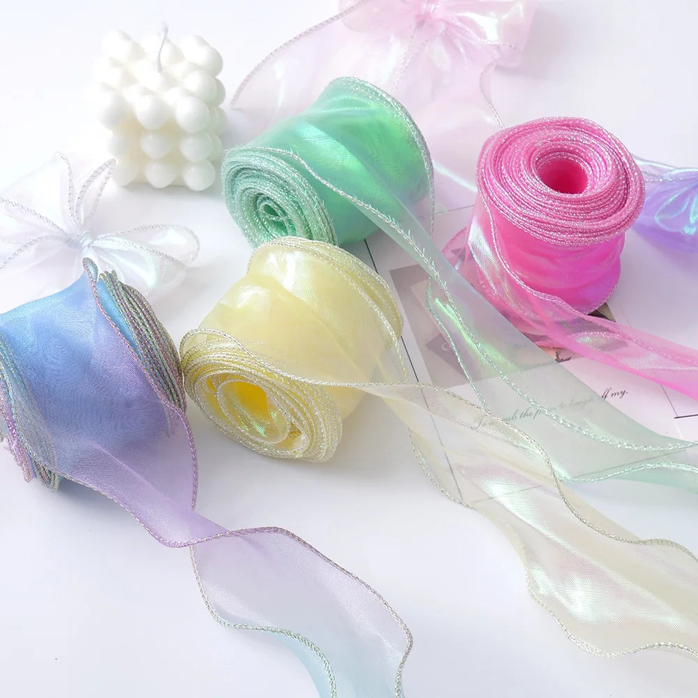 Chiffon Ribbon Organza Satin Lace for For DIY Bows Gift Wrapping Flower Bouquet Hair Accessories Sewing Trim Crafts Materials