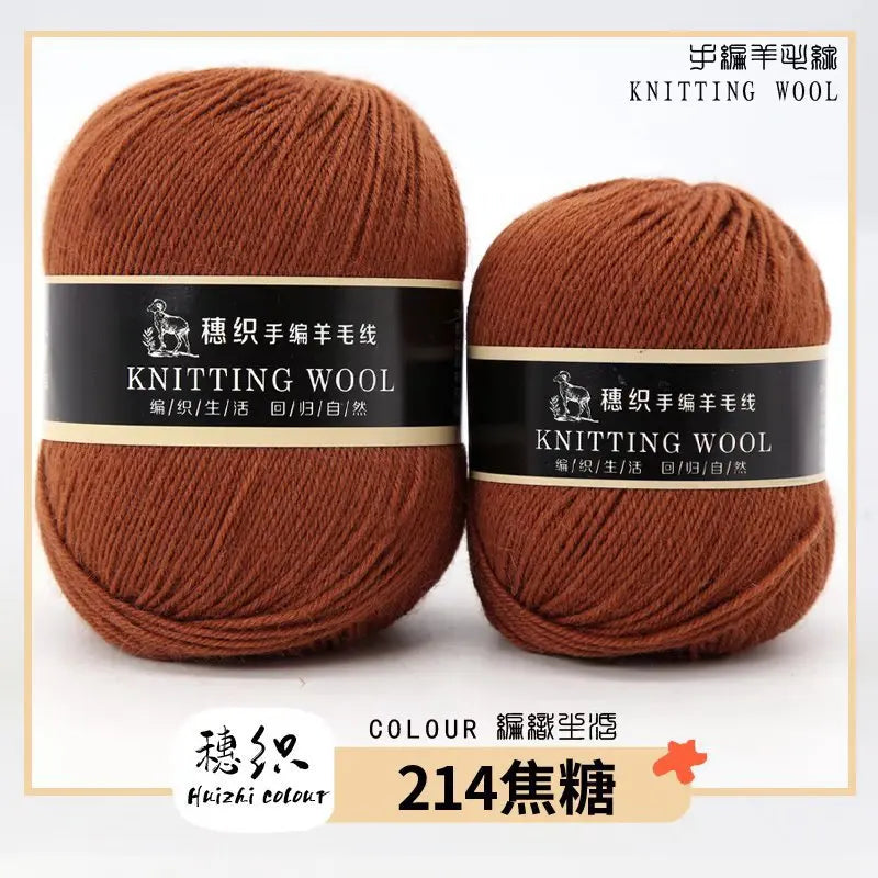 Hand Knitted Four-Ply Wool Yarn Medium Fine for Sweater Scarf Hat Pure Color Wool Yarn Spun Yarn from Hebei Mainly for Hand K...