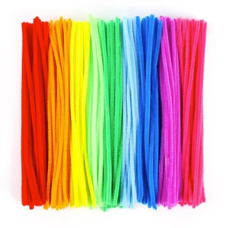 Colorful Chenille Stems Pipe Cleaners Plush Tinsel Stem Wired Sticks Twist Stick Hair Strip DIY Craft Educational Toys Wholesale