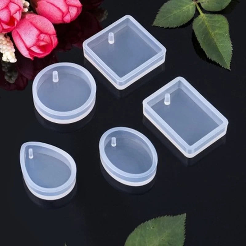 20Pcs/Set DIY Keychain Pendant Casting Silicone Mould Kit with Keyrings Art Crafts Making Tools Crystal Epoxy Resin Mold
