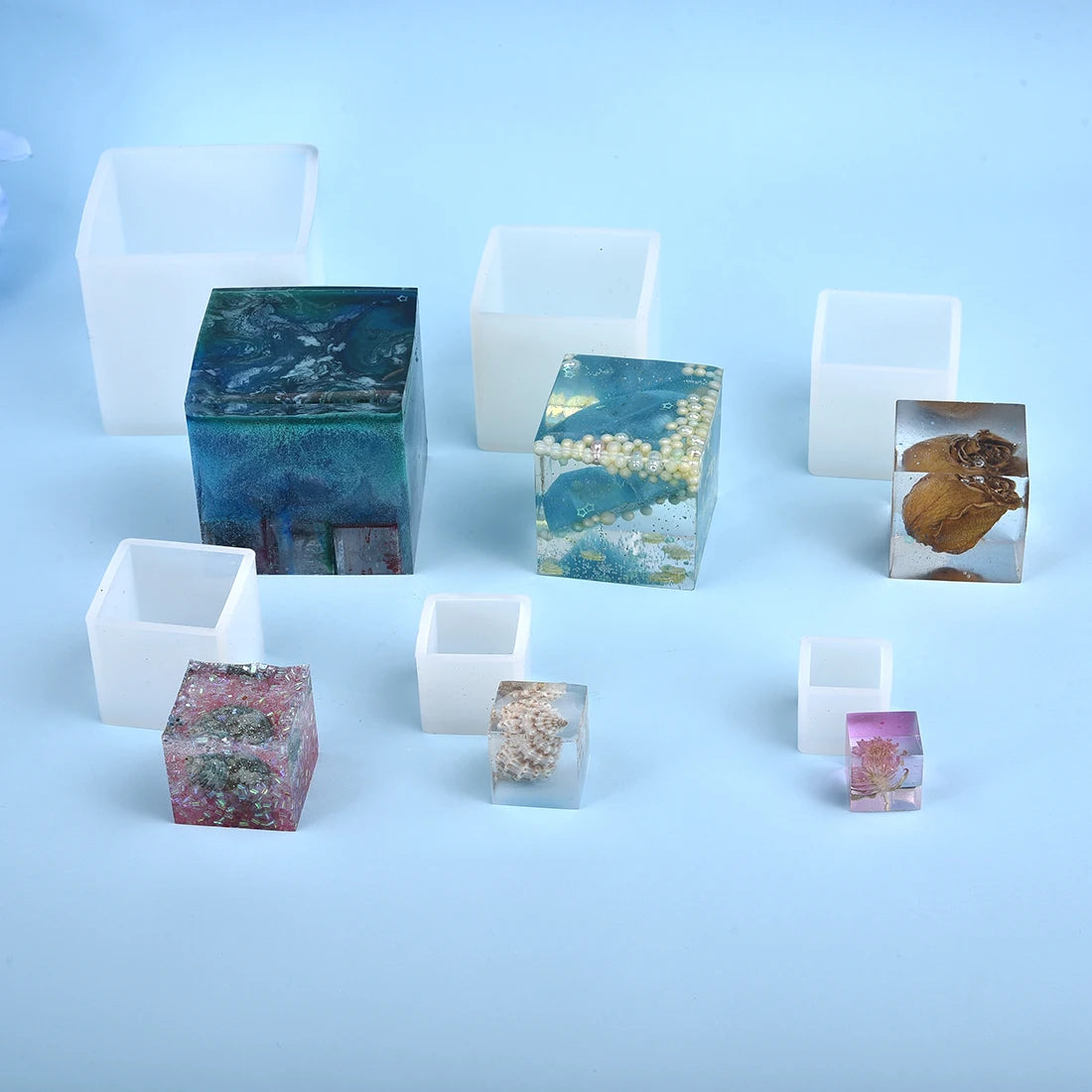 Cuboid Cube Resin Mold Crystal Epoxy Resin Silicone Mold DIY Jewelry Pendant Candle Mold Square Rectangular Sphere Casting Craft