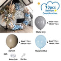 Blue Balloons Arch Garland Kit DIY Double-Stuffed Apricot Matte Grey Balloons for Baby Shower Birthday Party Decoration