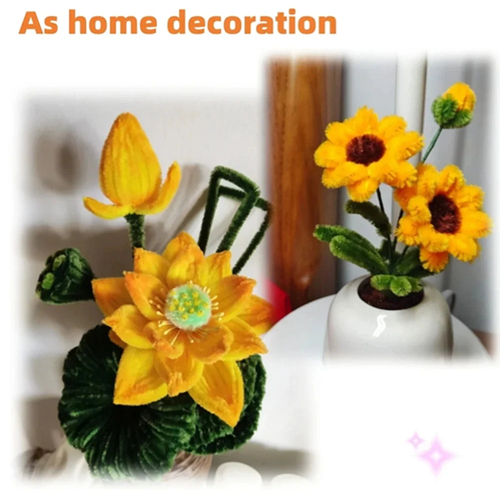 100pcs Chenille Stems Toys DIY Strips Twist Bar Anvil Wire Craft Pipe Creative Hobby Children Plush Stick Chenille Sticks