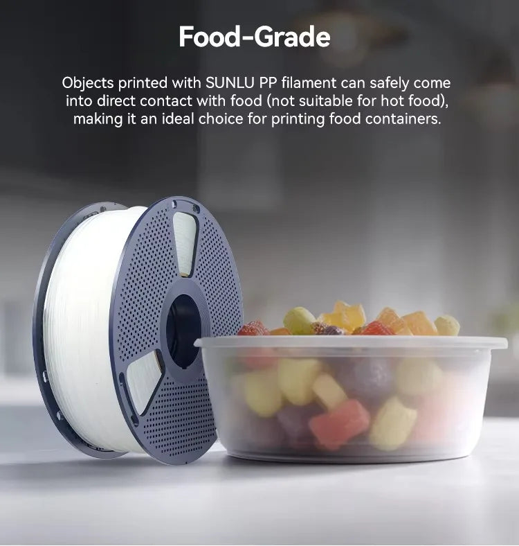 SUNLU 0.8KG PP 3D Filament 1.75mm 800g/Roll Filament Excellent Toughness Strong Fatigue Resistance Filament Fit Most FDM Printer