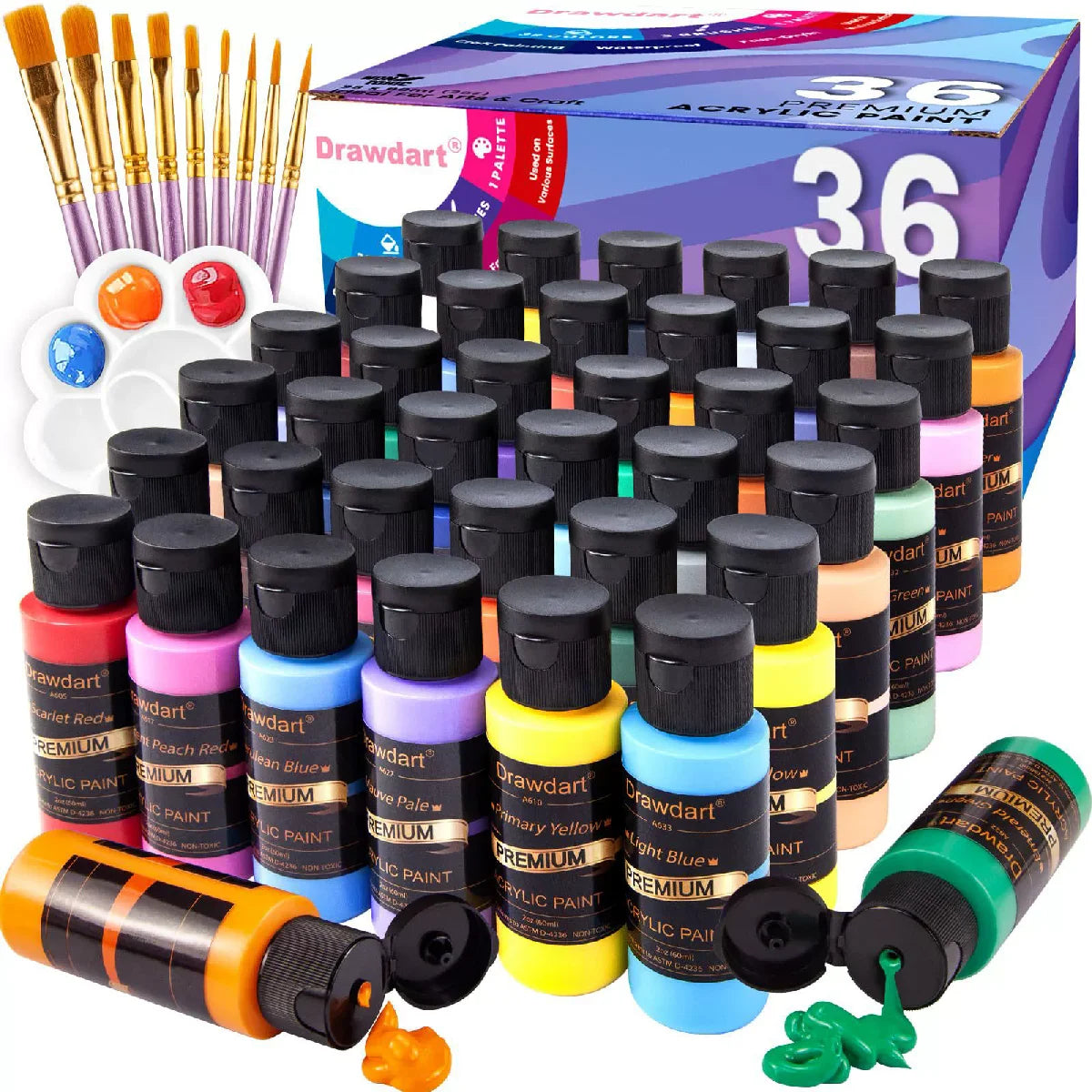24-Color 60ML Acrylic Paint Set Student Art DIY Graffiti Hand-Painted Spray Paint for Creative Painting Projects