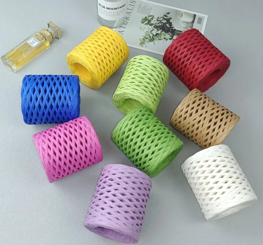 2024 200M Natural Raffia Straw Yarn For Knitting Crocheting Paper Threads DIY Handmade Summer Sunhat Beach Bag Freeshipping