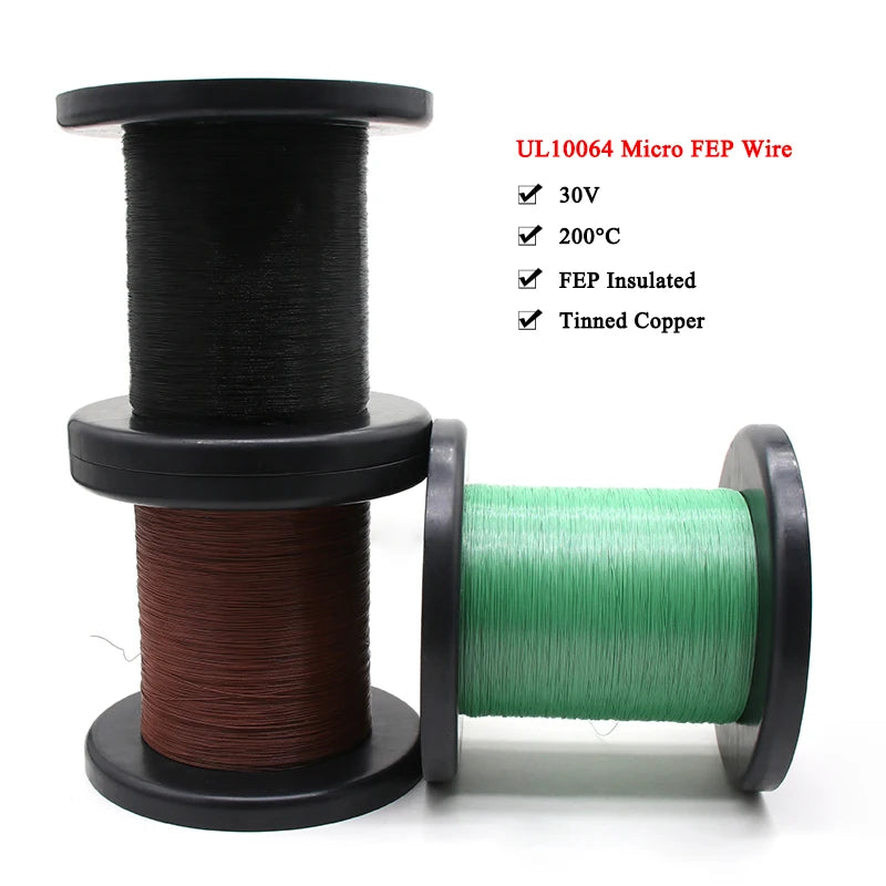 10M-100M UL10064 FEP Wire 40/36/34/32/30/28/26AWG PTFE Plastic Ultra Fine Micro Litz Wires Solder High Conductivity Copper Cable