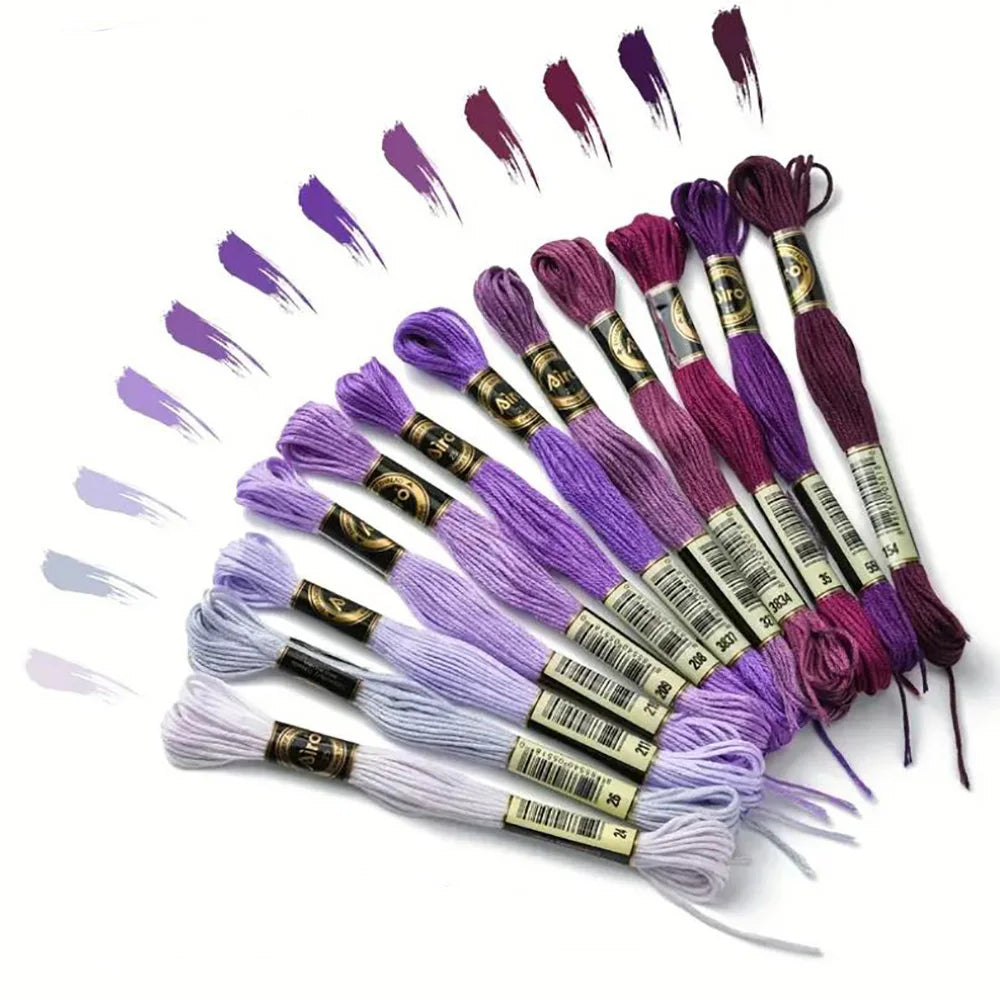 12PCS Cross Stitch Thread 8 Meters Embroidery Threads Floss Home Sewing Craft Thread DMC Rainbow Gradient Color