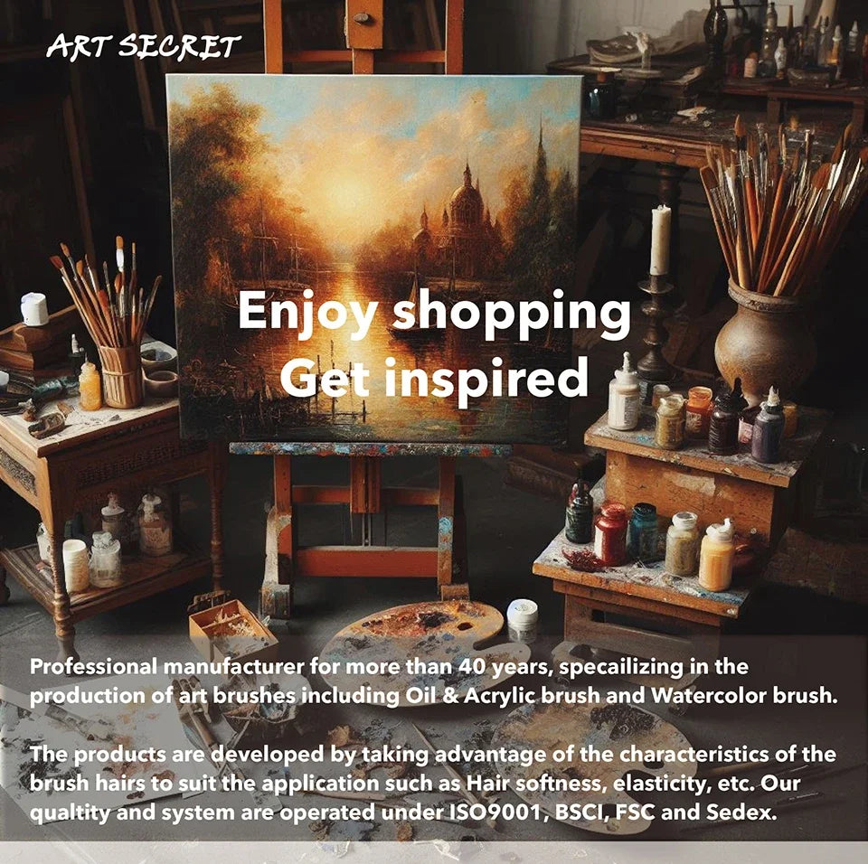 Artsecret Squirrel Hair Flat Paint Brush Golden Foil Paper Art Brush for Arts Painting Gilding Crafting Decoration