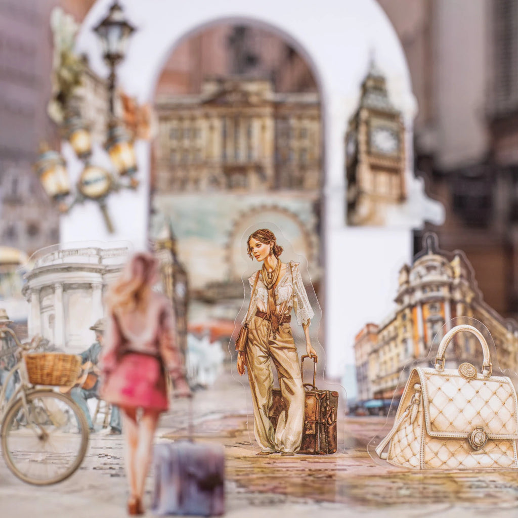 50pcs，Travel Scenery Themed Stickers Pack, Scrapbook Stickers，Perfect for Notebook Phone Case Diary Deco，Stationery  Supplies