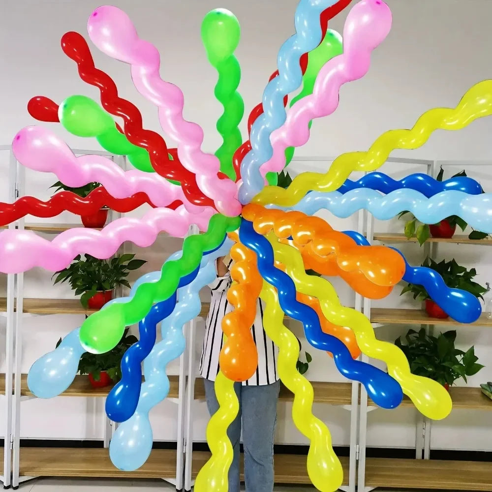 100 colorful latex spiral twisted balloons -40 inches rainbow color, suitable for birthday, wedding, holiday party decoration