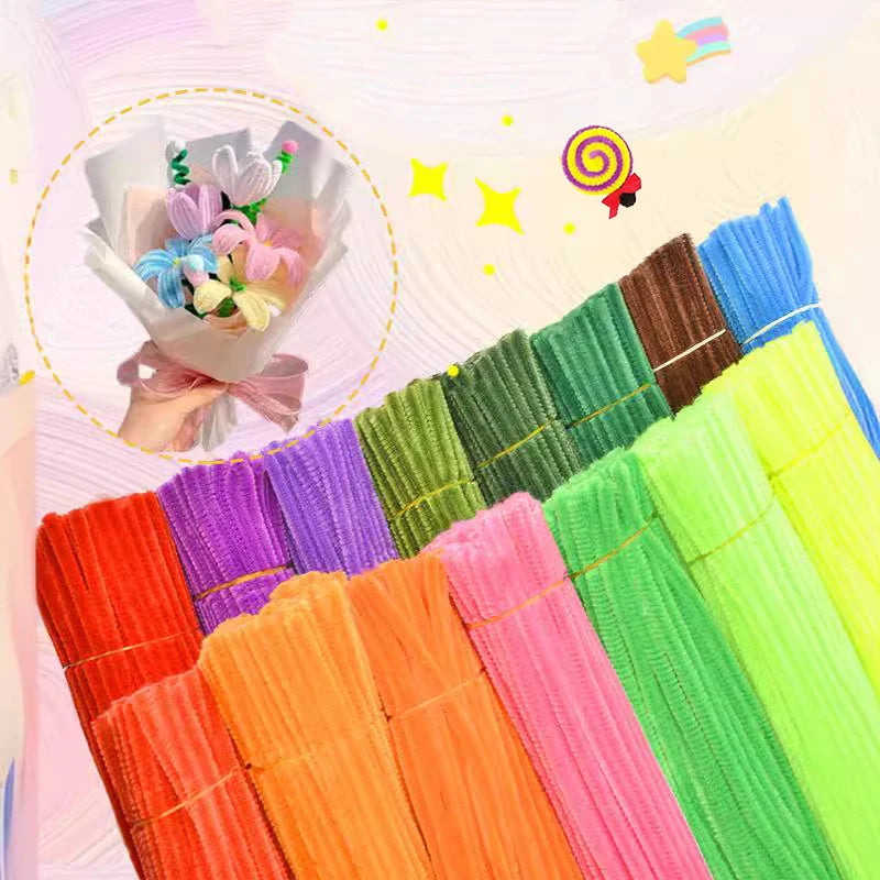 Chenille Stem Plush Stick Kids DIY Creative Toy Chenille Sticks Cleaners Kindergarten Educational Handmade Material Plush Strips