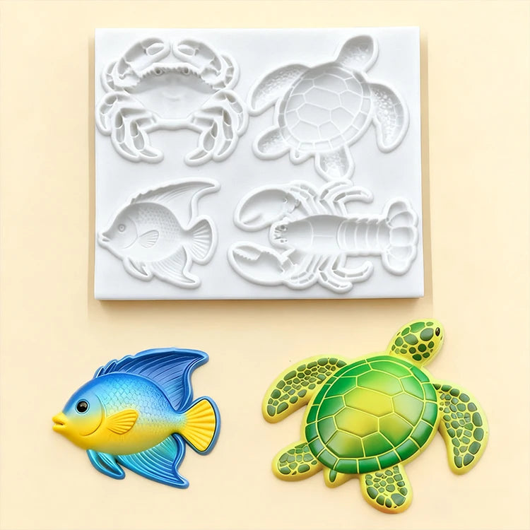 Ocean Adventure Series Silicone Molds Sharks, Turtles, Treasure Chests Fondant Candy Chocolate Mould Cake Decorating Tools