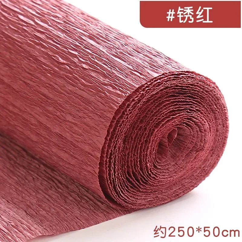 1Pcs 50x250cm Colored Crepe Paper Craft DIY Flowers Decoration Gift Wrapping Paper Craft Roll Origami Handmade Crinkled Paper