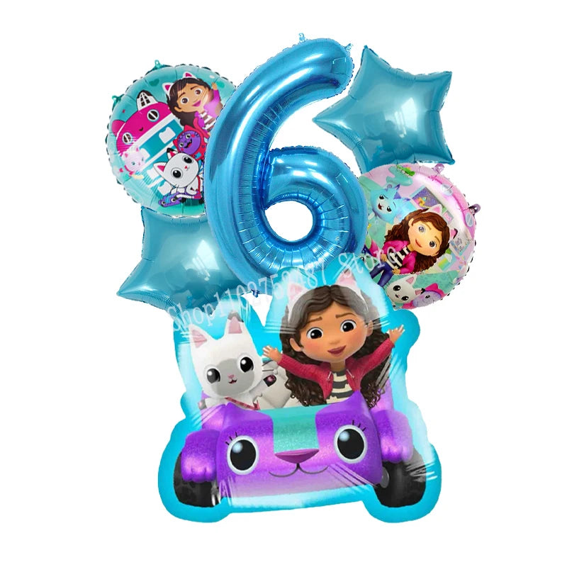 Gabby Dollhouses Birthday Balloons Girls New Anime Digit 1-10 Party Decoration Baby Shower Gender Reveal Ballons Kids Toys Gift
