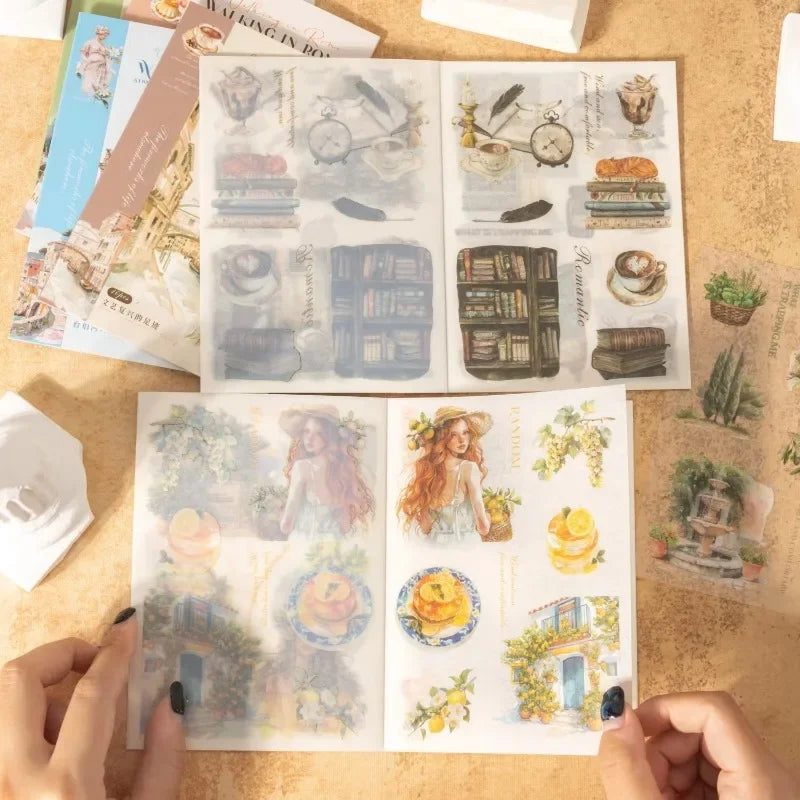 10pcs per Walking in Rome Collection Roman Handbook pack Sticky Notebook Stationery Materials Scrapbook cut 181*119mm