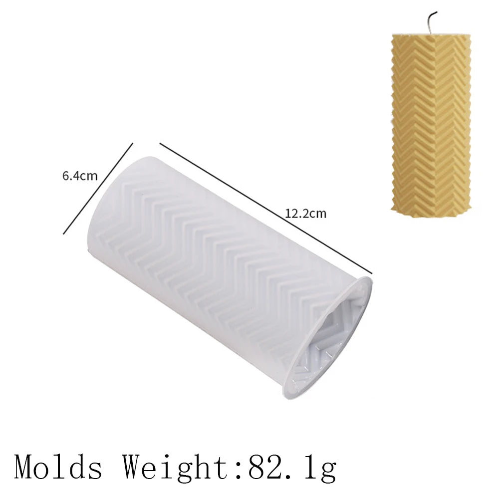 Cylinder Silicone Candle Mold DIY Stripe Candles Dinner Ornament Making Plaster Epoxy Resin Molds Home Decor Handmade Gifts
