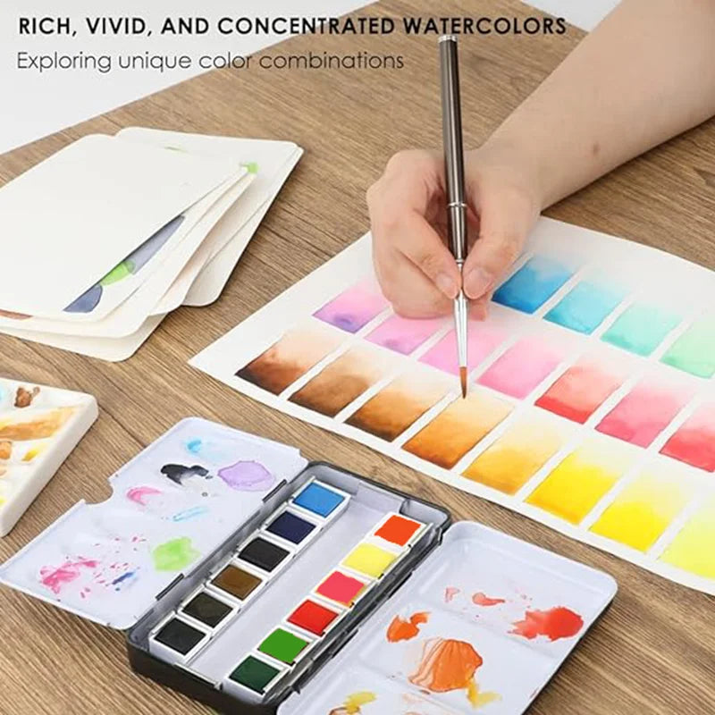 12 color watercolor paint, washable watercolor paint set, professional painting supplies, suitable for adults and artists