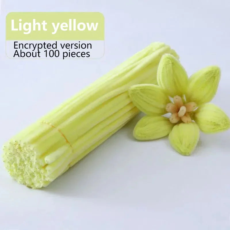 100pcs Chenille Stems Toys DIY Strips Twist Bar Anvil Wire Craft Pipe Creative Hobby Children Plush Stick Chenille Sticks