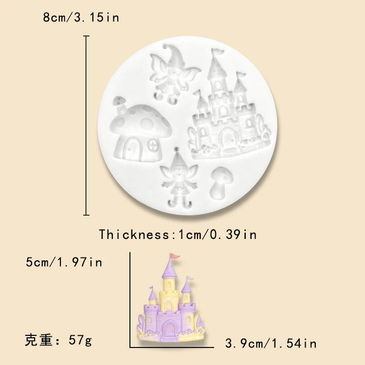 Elves Castle Silicone Molds Forest Series Elf Mushroom Gem Fondant Chocolate Mould Baking Tools Cake Decoration Accessories