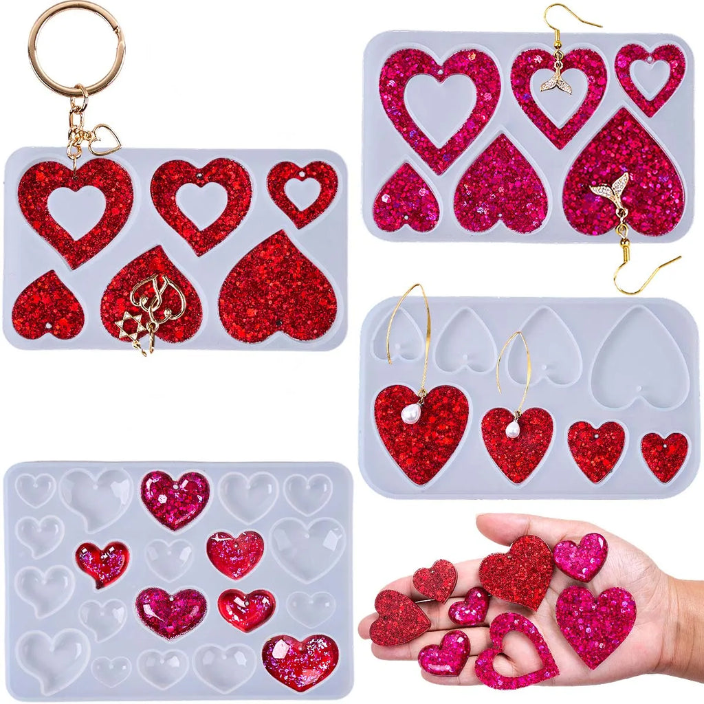 Heart Shape Earring Pendant Silicone Mold DIY Love Series Keychain Epoxy Resin Mold Valentine's Day Jewelry Making Accessories