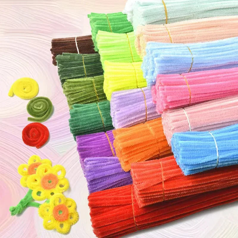 100pcs Chenille Stems Toys DIY Strips Twist Bar Anvil Wire Craft Pipe Creative Hobby Children Plush Stick Chenille Sticks