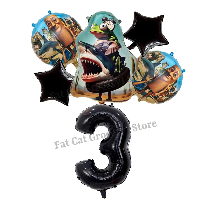 Italian Brainrot Birthday Balloons New Tralalero Tralala Digit 1-10 Ballons Gender Reveal Baby Shower Party Decoration Kids Gift