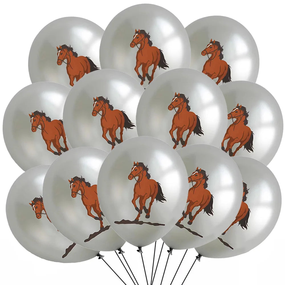 Fine Horse Theme Children's Birthday Party 12 inch Latex Balloon Baby Shower Cartoon Animal Latex Balloon Party Decor Supplies