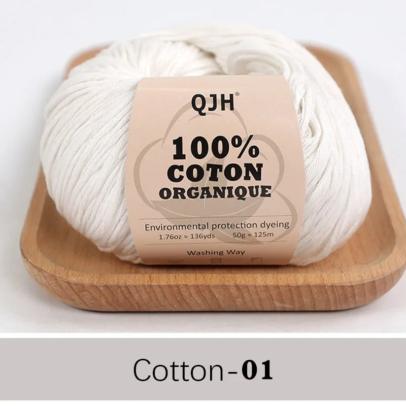 QJH 100% Cotton Yarn, Cotton Baby Sport Weight Yarn, Amigurumi Yarn, Summer Soft Yarn, Crochet/Knitting Yarn - 6 Pcs