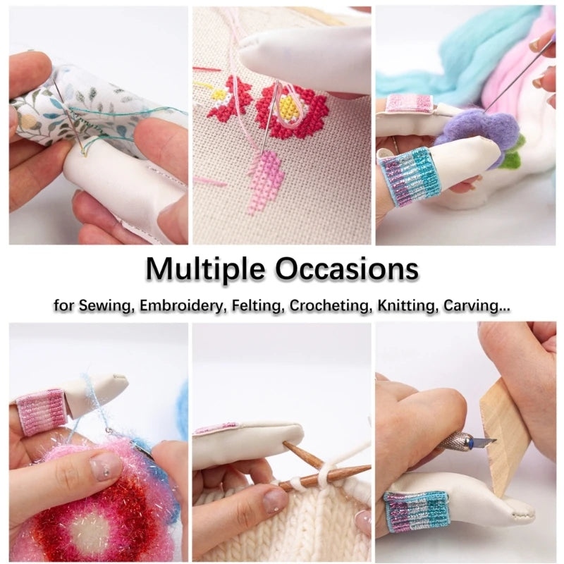 2pcs/Pair Knitting Finger Protector Leather Thimbles Embroidery Crochet Finger Guard Thimble Protector for Craft Needlework