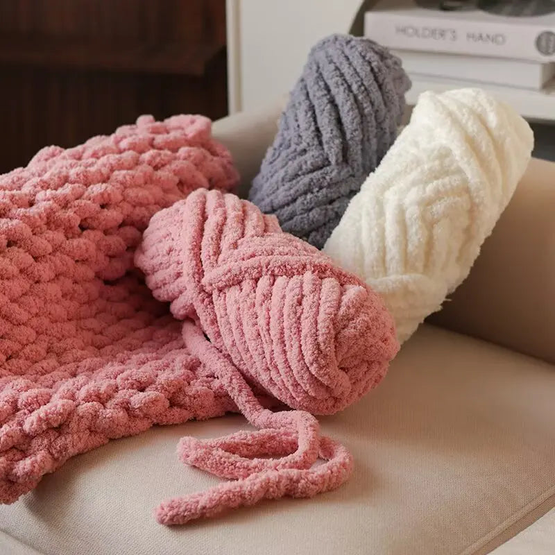 Premium Gradient Cat Tail Yarn 2-Pack - Extra Thick Chenille Plush Yarn 500g