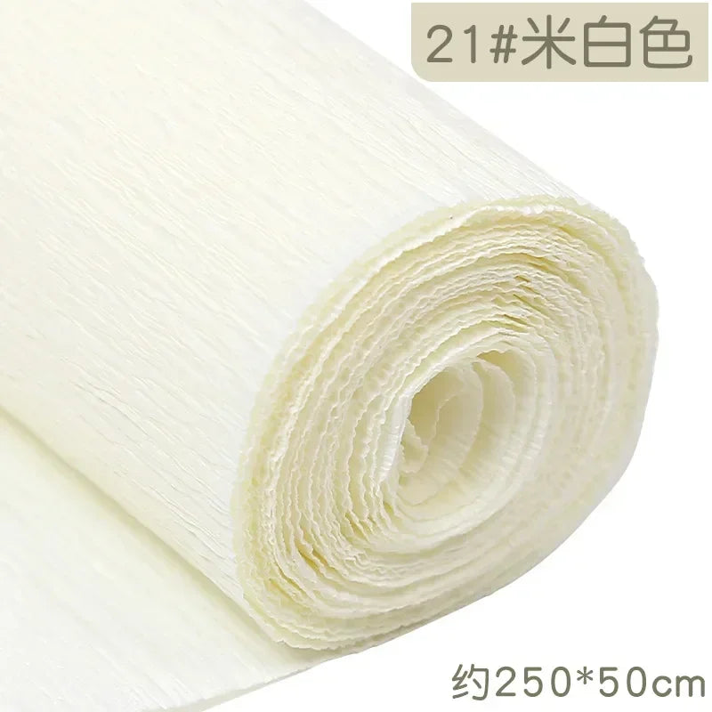 1Pcs 50x250cm Colored Crepe Paper Craft DIY Flowers Decoration Gift Wrapping Paper Craft Roll Origami Handmade Crinkled Paper