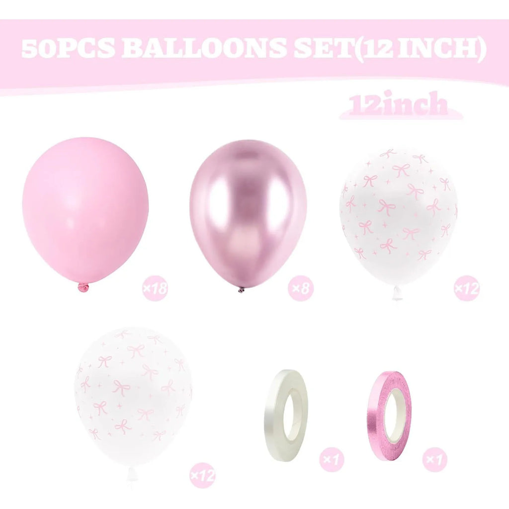 12 Inches Bow Balloons for Women Pink Birthday Party Bachelorette Bridal Engagement Bow Theme Wedding Anniversary