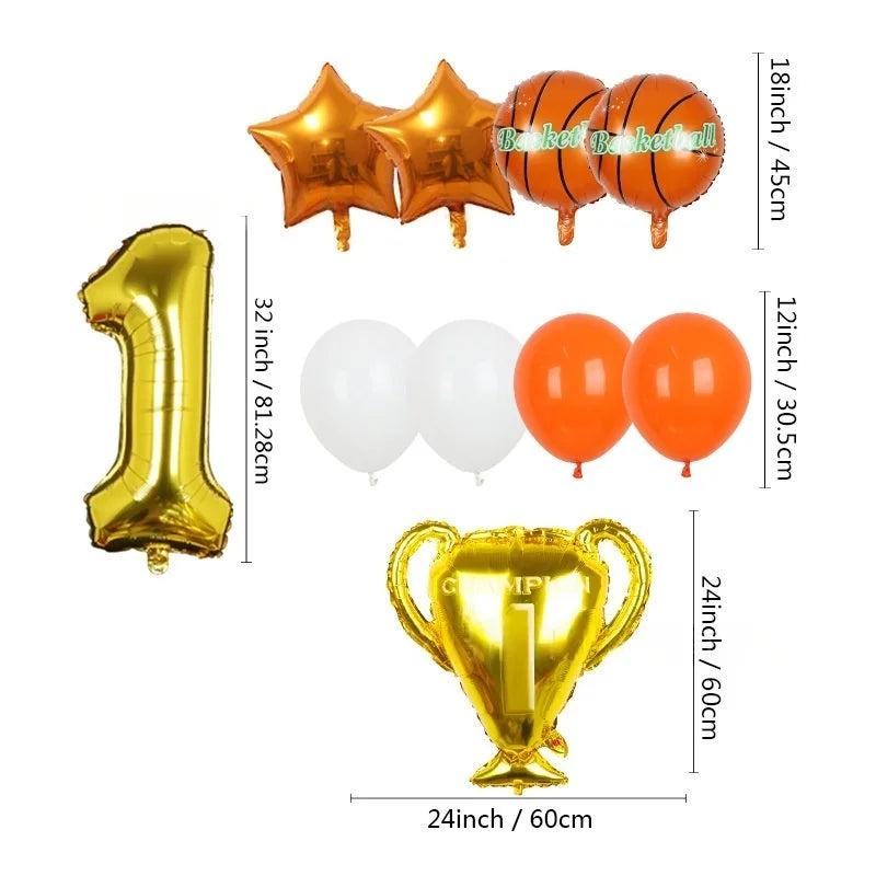 10pcs basketball Balloons Birthday Party Decorations Kids Boy Set Trophy Balloon Sports Air Balls Party Decorations Baby Shower