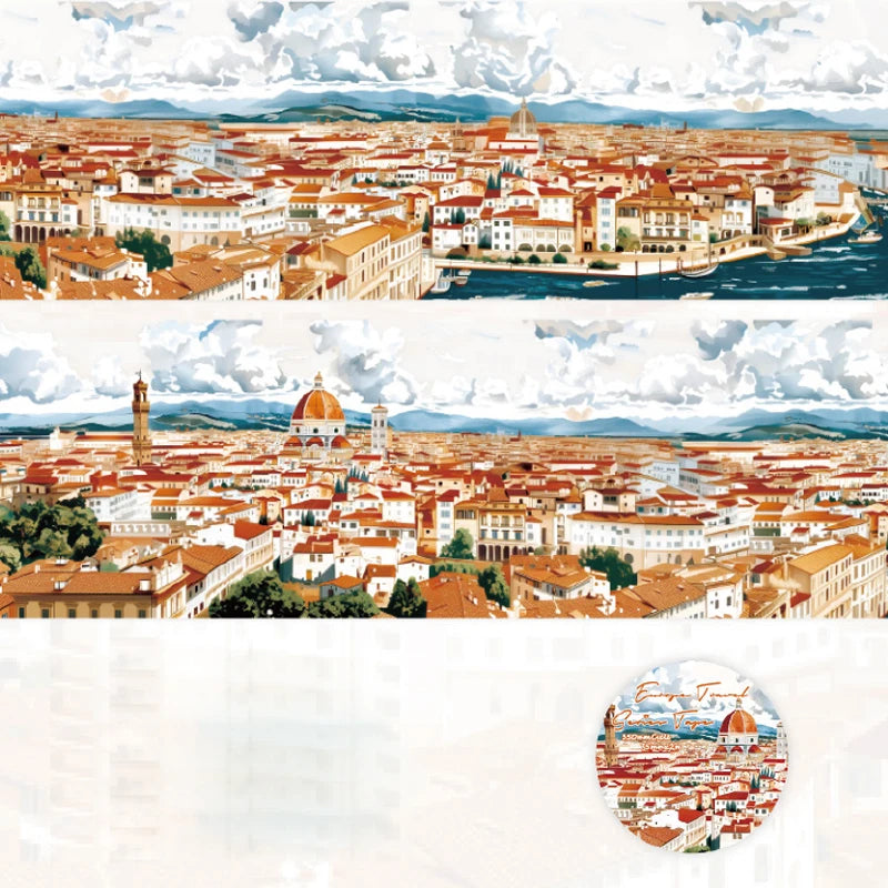 75mm x 2m Washi Tape Europe Travel PET Scenic DIY Scrapbooking Journal Planner Stickers for Phone Case Notebook Decoration