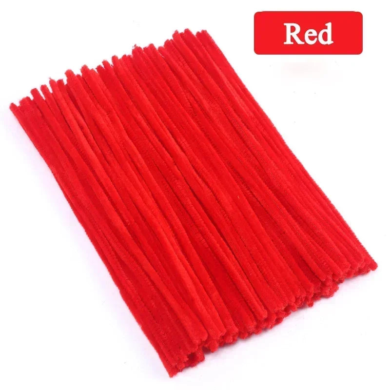 100/200/300PCS Colorful Chenille Stems DIY Wired Twist Stick Hair Strip Kids Handmade Educational Toys