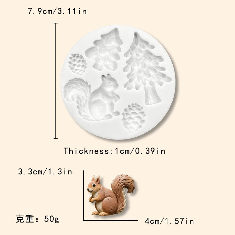 Farm House Animals Silicone Molds Squirrels Cats Dogs Chickens Cattle Sheep Diy Baking Tools Cake Decoration Accessories