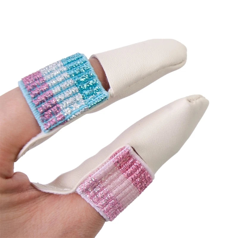 2pcs/Pair Knitting Finger Protector Leather Thimbles Embroidery Crochet Finger Guard Thimble Protector for Craft Needlework