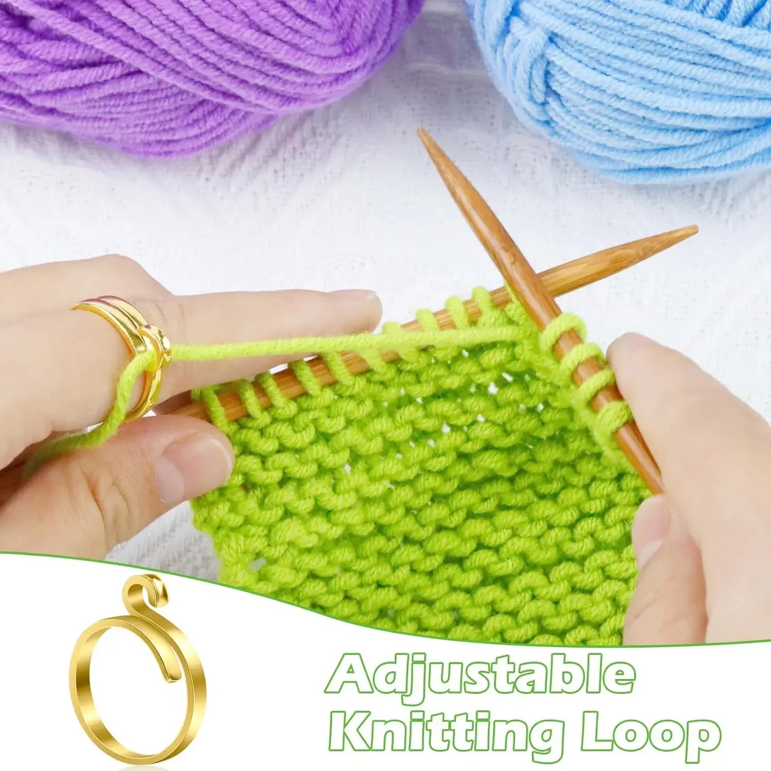 4/1pcs Adjustable Knitting Crochet Loop Rings DIY Yarn Guide Finger Faster Holder Open Fingering Crocheters Tool Sewing Supplies