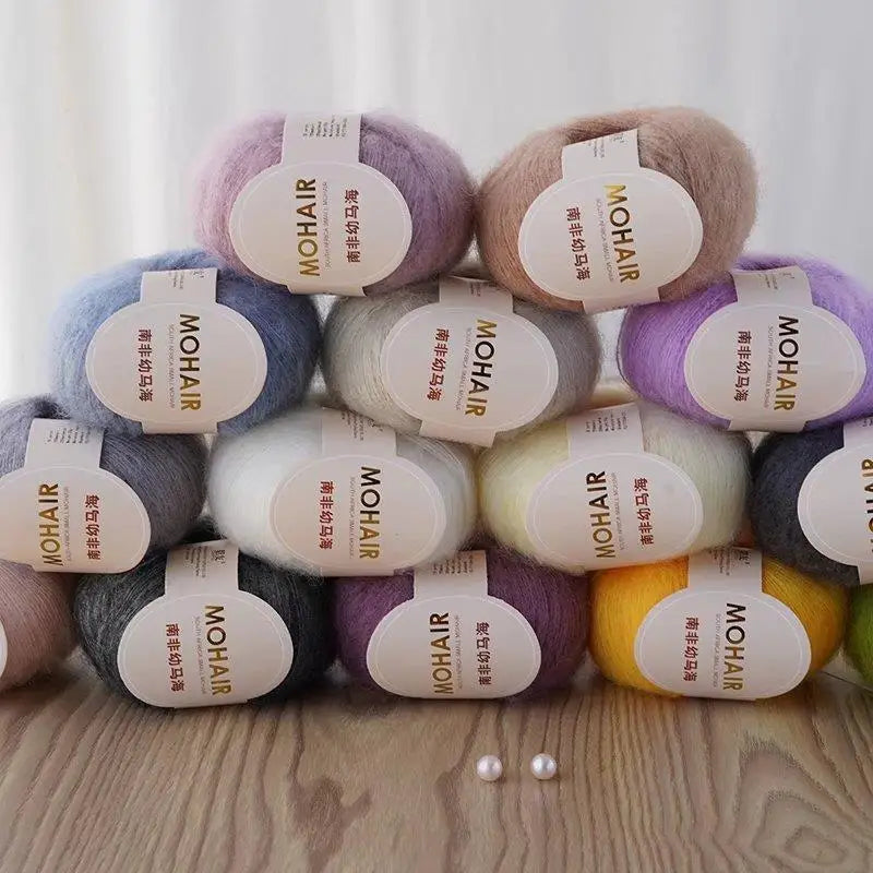 25g/Roll Soft Wool Knitting Cashmere Long Thin Yarn Roll Mohair Yarn DIY Hand Crochet Soft Mohair Cashmere Wool Knitting Yarn