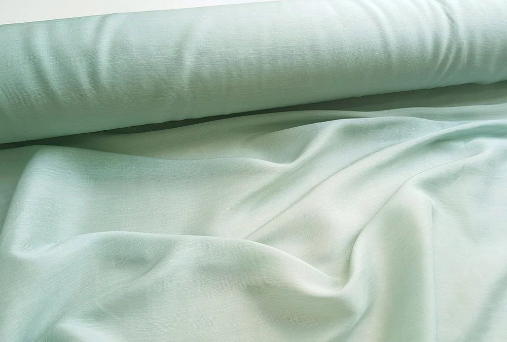 Silk Linen Fabric 54'' Wide By Meter Elegant Cyan Color Slubbed Silk Flax Material Soft Summer