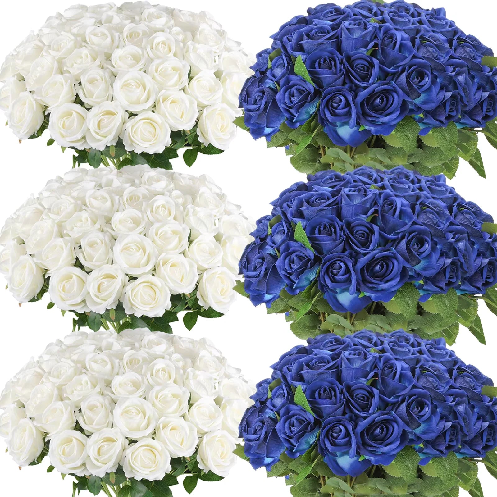 120-500PCS Artificial Rose Flower Velvet White Rose Faux Rose Stems Bulk Wedding Decorations for Party Wedding Birthday