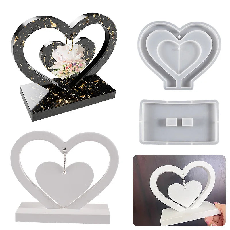 DIY Love Heart/Christmas tree shape  Hanging Photo Frame Silicone Moulds Handmade Casting Molds Desk Office Decoration