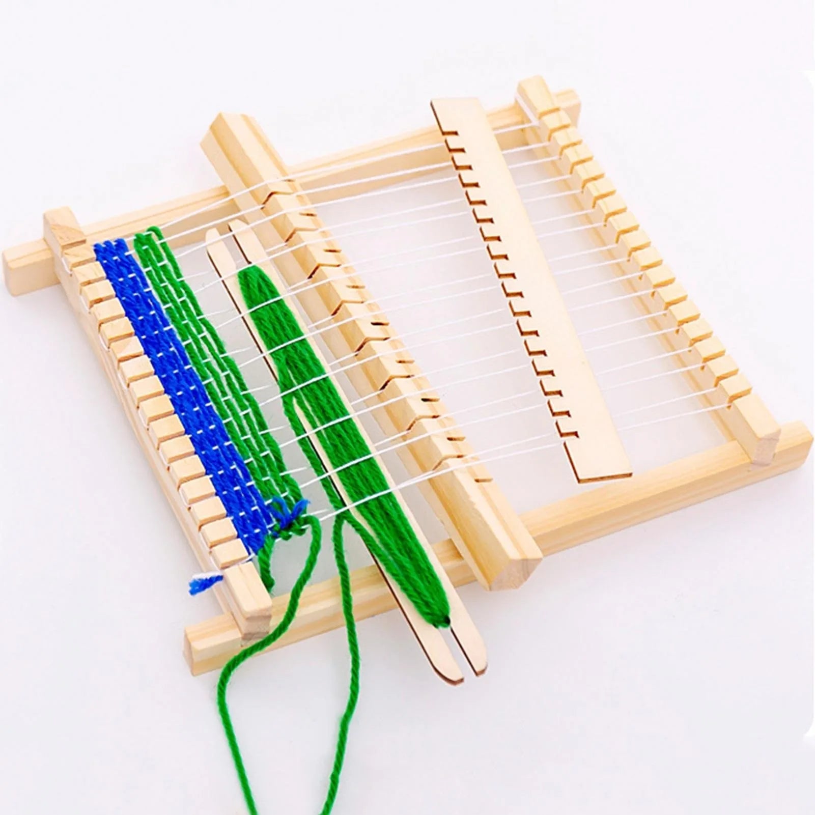 Traditional Wooden Hand Knitting Weaving Loom Toy Set for Kids with Accessories DIY Craft Box Home Educational Art Tool