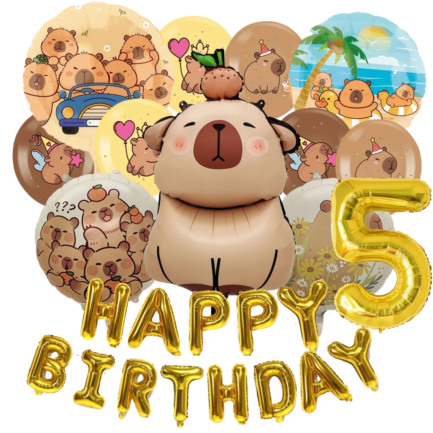 Child Capybara Balloons Capybara Party Decoration Balloons Aluminium Balloon Globos Baby Shower Capybara Party Favors Supplies