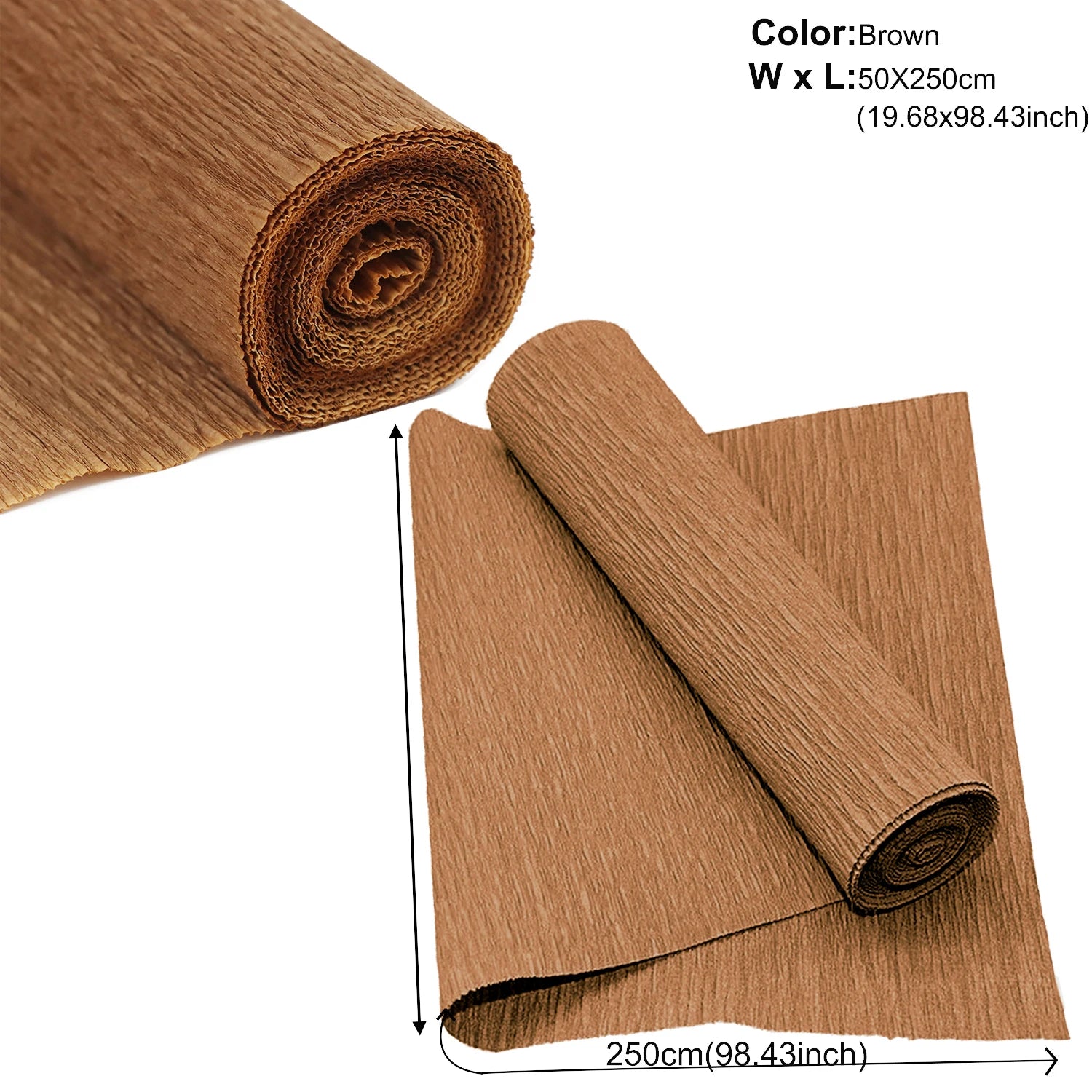 50x250cm Colored Crepe Paper Roll Origami Crinkled Crepe Paper Craft DIY Flowers Decoration Gift Wrapping Paper Craft