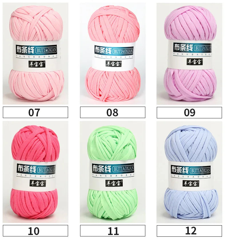 100g T Shirt Knitting Yarn For Crochet Bag Hat Slippers Coaster Blanket Thread Soft Polyester Woven Yarn Thick Soft Cloth Yarn